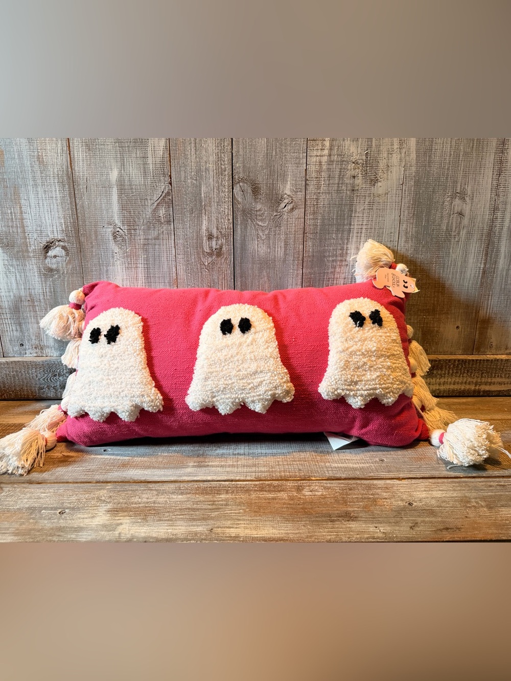 Pink Ghost Trio Holiday Accent Pillow